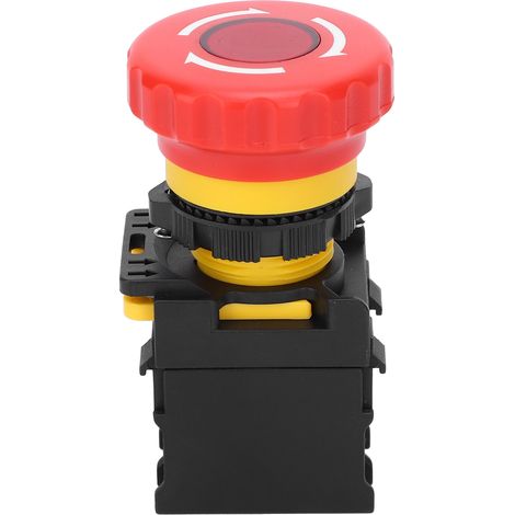 Bouton d'arrêt d'urgence rotatif 10A 600V rouge pour machines industrielles et équipements de sécurité