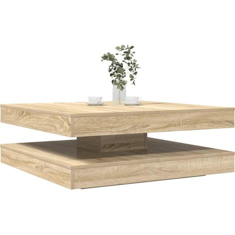vidaXL Table basse rotative à 360 degrés chêne sonoma 90x90x34,5 cm