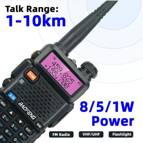 UV-5R 5W Talkie-walkie avec Batterie 3800mAH Radio FM Haute Puissance Double Bande 128 canaux Radio émetteur-récepteur de Communication (1/4)