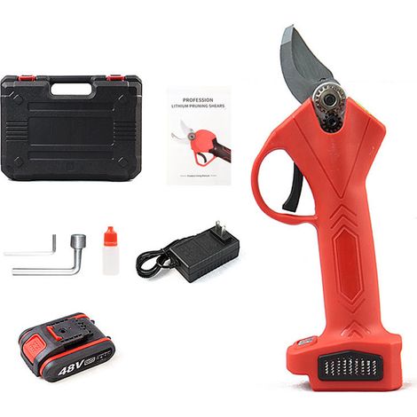 1 sécateur électrique sans fil, lame 30 mm, acier au tungstène, ergonomique, silencieux, pour taille de fruitiers et vignes (1/5)