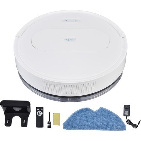 Balayeuse intelligente 3-en-1 1800Pa, aspirateur robot blanc, contrôle à distance par APP, 100-240V prise US. (1/5)