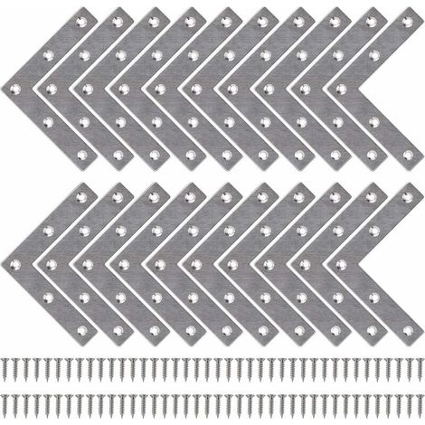 Equerre de Fixation Plats Droits Support en forme de L Metalliques Equerres avec Vis pour Bois Meubles Placard Réparation Support 80 80mm 20 Pièces Lefou (1/5)