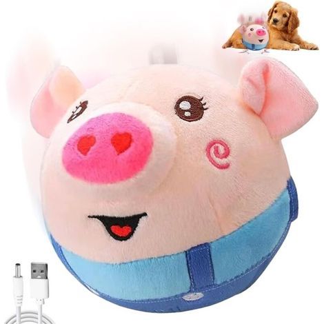 Active Moving Pet Plush Toy Interactive Dog Toys Talking Shake Bounce Boredom Toys Jumping Pig Toy For Dog Washable Cartoon Pig Plush Moving Dog Ball For Pets Cats Small And Medium Dogs (1/5)