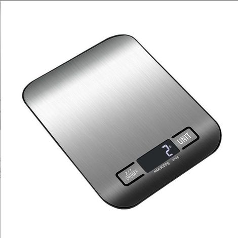 APEX Balance de cuisine électronique, 5 kg/1 g, argent, écran LCD, fonction tare. (1/4)
