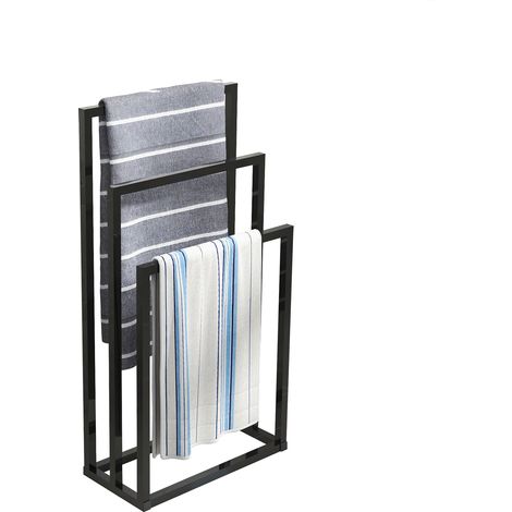 Porte-Serviettes de Salle de Bain à 3 Niveaux, Séchoir à Serviettes Large Autoportant, Support Extérieur pour Serviettes de Piscine et Grandes Draps de Bain (1/5)