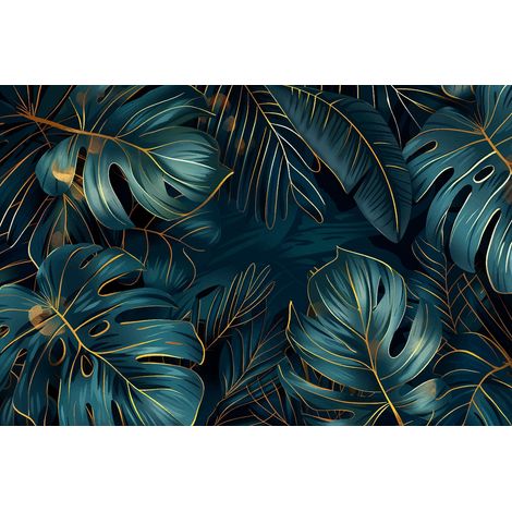 Papier peint panoramique - Feuilles Tropicales - 130 cm x 87 cm (1/2)