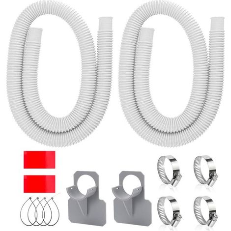 Tuyaux de piscine 14 pièces 32 mm – 2 tuyaux de 1 m avec colliers et fixations – Tuyaux pour filtration et évacuation de piscine hors sol – Blanc (1/5)