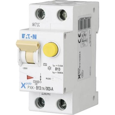 Eaton Combinazione interruttore FI/LS, 13 A, 30 mA, Caratteristica di intervento interruttore LS: C, 1p + N, Caratteristica di intervento interruttore FI: A, 236963