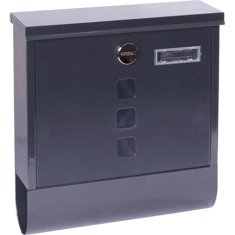 ARREGUI Chance E7005 Buzón Individual de Correo de Acero con Portaperiódicos, Tamaño M (DIN A4), Buzón de Correo con Cerradura Tapada, Tarjetero y Soporte para Periódicos, Buzón de Pared, Antracita
