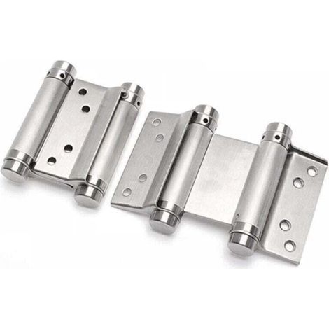 2 pcs charnière paumelle portes va-et-vient ressort double action acier inoxydable saloon western, 75 mm (Charge Jusqu'à 15kg)