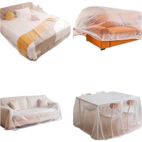 JSSEVN-5 Stück 520x240 cm Abdeckplane zum Abdecken von Böden und Malerarbeiten  2 m Kunststofffolie für Bett, Auto, Renovierung - Staubdichte Abdeckplane (1/5)