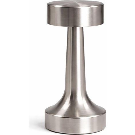 Tischlampe Kabellos Wiederaufladbar LED – Touch-Steuerung – Modernes Metall-Design – Azura Silber