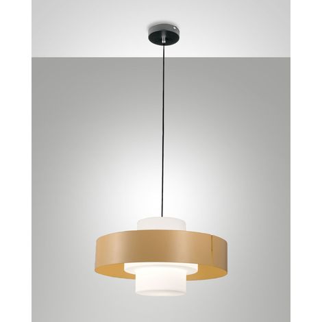 Lampada a Sospensione Loto Ø450mm in Metallo e Vetro Soffiato Sabbia, Attacco E27 40W, IP20, Classe 1 - Design Moderno Elegante