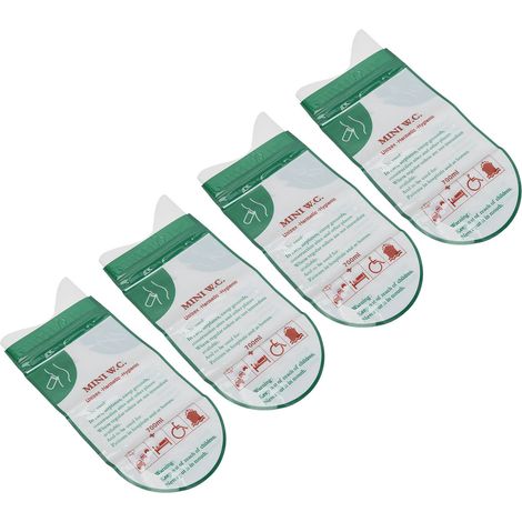 Lot de 4 poches à urine jetables auto-scellantes et portables d'urgence, contenant des granulés hydrosolubles, pour hommes et femmes (vert). (1/5)