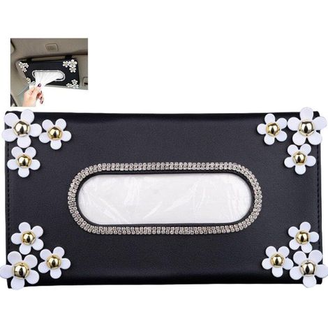 Soporte de tejido de coche para organizador de visera de coche, soporte de tejido de cuero, soporte de servilleta de coche, soporte de tejido de visera solar, caja de almacenamiento, accesorios de coc (1/5)