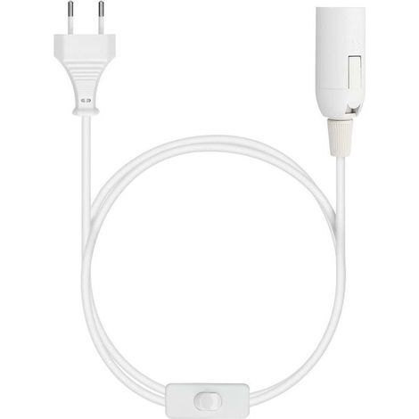 Douille E27 avec fil - Support de lampe pour ampoule avec cordon alimentation prise électrique et interrupteur - Câble 1.8m (1/4)