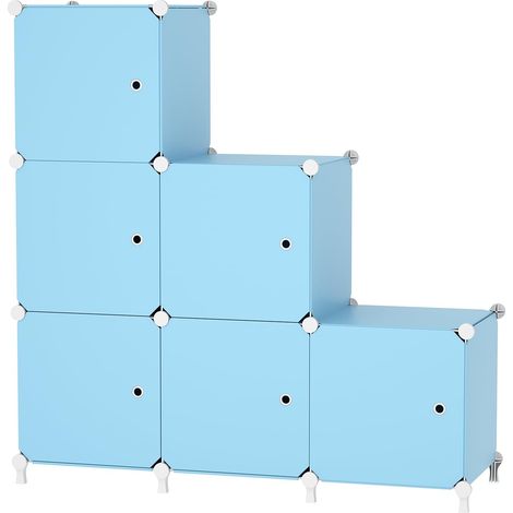 6 Cubes avec Portes, Rangement DIY pour Chambre & Placard, Bleu (1/5)