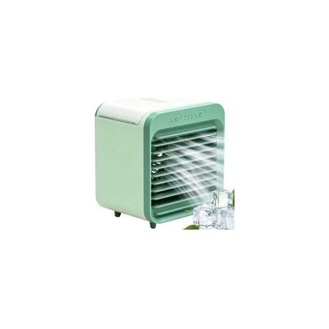 Tragbare Klimaanlage, Mini-Ventilator-Klimaanlage mit 3 Geschwindigkeitsstufen und Befeuchtungsfunktion, 200-ml-Wassertank, wiederaufladbarer Kühlventilator für Schreibtisch und Auto, C green (1/5)