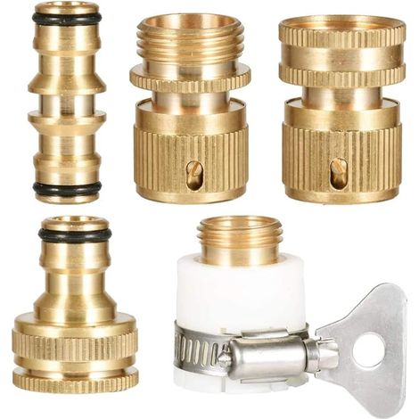 Raccord Rapide de tuyaux, raccord de Tuyau de Jardin de Filetage 3/4"- Connecteur métallique Double mâle - Adaptateur de Robinet fileté Femelle de 1/2" et 3/4"