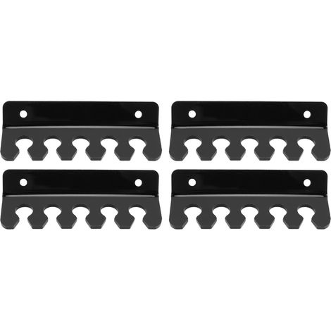 Lot de 4 supports de câbles à 5 emplacements en acrylique noir pour téléphone et tablette, avec rangement pour câbles de charge. Idéal pour bureau ou mur. (1/5)