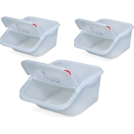 BRB 3 récipients empilables avec couvercle, 16 l, 340 x 415 x 200 mm, blanc