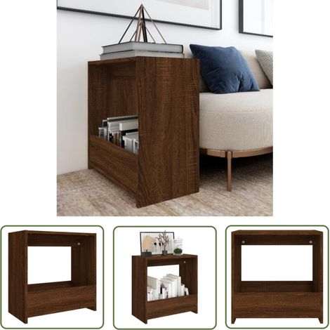 The Living Store Table d'appoint Chêne marron 50x26x50 cm Bois d'ingénierie - Table D'appoint - Meuble De Salon - Table Basse - Table Rustique - Rangement Intérieur (1/5)