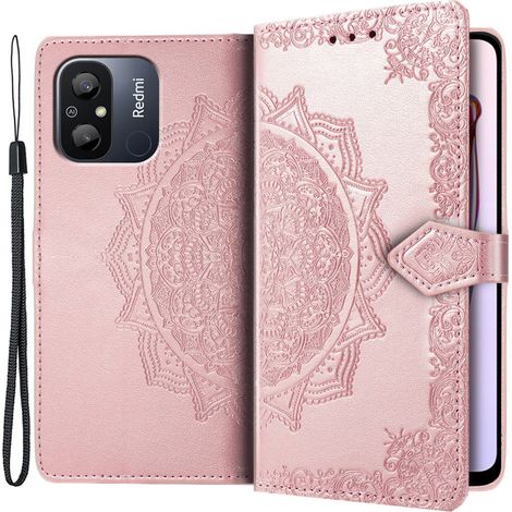 Funda tipo libro para Xiaomi Redmi 12C, Mandala, oro rosa (1/5)
