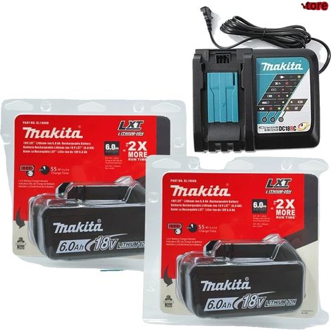 Batteria per elettroutensili, 18 V agli ioni di litio, capacità 6000 mAh, Makita 6Ahx2 Chargex1 (1/2)