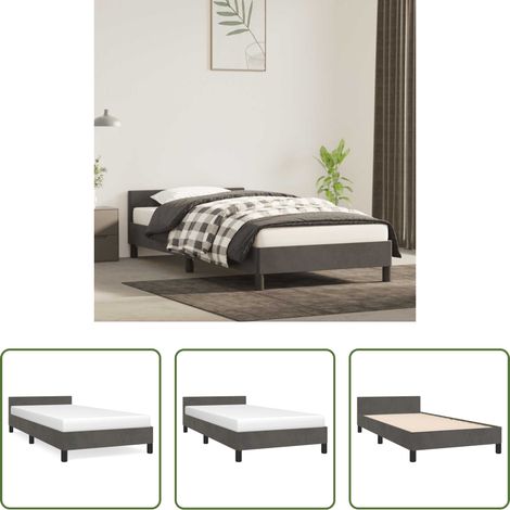 vidaXL Matratze - Bettgestell ohne Matratze Dunkelgrau 100x200 cm Samt (1/5)