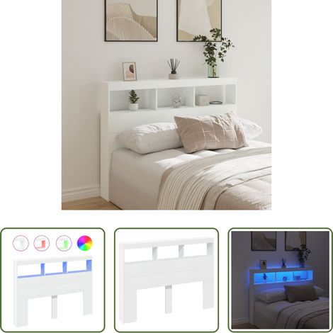 Lumière LED - Armoire tête de lit avec LED blanc 140x17x102 cm (1/5)