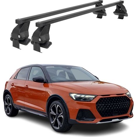 OMAC Dachträger Querträger Stahl für Audi A1 GB Citycarver / Allstreet 2019-2026 – Abschließbar – City-Crash-getestet – DIN 75302:2019 – ISO/PAS 11154:2006 – Max. 50 kg Schwarz (1/5)