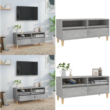 Meuble TV gris béton 100x34,5x44,5 cm bois d'ingénierie - Bois d'ingénierie - Rangement tv (1/5)