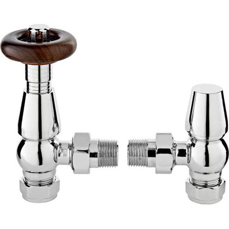 Heatwave Manor Chrome Angled Thermostatic Radiator Valve Set (1/2)