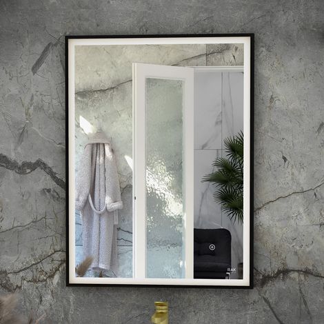 RAK Art Matt Black 600mm x 800mm Square LED Mirror - RAKARTSQMB5002 (1/2)