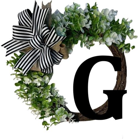 (G) Willkommensschild mit 26 Buchstaben A-Z, Eukalyptuskranz und Schleife, Türschild (1/2)