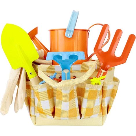 Ensemble d'outils de jardinage pour enfants avec sac de transport, jouet de plage et accessoires de jardinage. Cadeau idéal pour les enfants. (1/5)