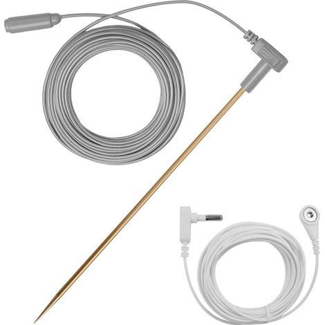 Confezione da 1 kit di picchetto di messa a terra in rame + cavo da 12 m – Picchetto portatile per la connessione a terra, compatibile con tappeti, lenzuola, federe e coperte (1/5)