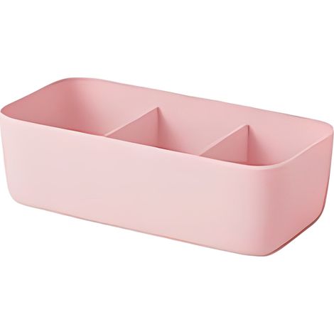 Boîte de rangement empilable en plastique rose à trois compartiments pour chaussettes, idéale pour la chambre à coucher