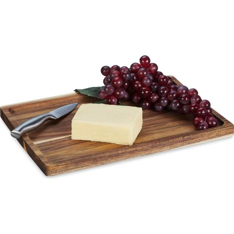 Relaxdays Tagliere in Legno di Acacia, Asse da Cucina, HLP: 2x35x24 cm, Aperitivo Salumi e Formaggi, Marrone Naturale (1/5)