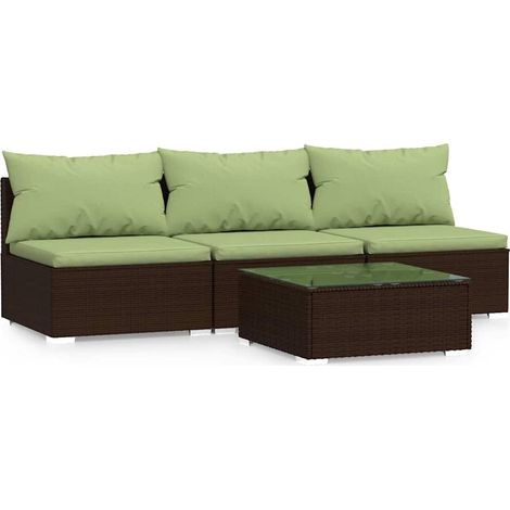 Maison Exclusive - Set Mobili da Giardino 4 pz con Cuscini in Polyrattan Marrone (1/5)