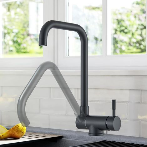 Mitigeur Cuisine Rabattable Robinet Cuisine Rabattable, Robinet Cuisine Pliable Pour Fenêtre, Mitigeur Evier Rotatif à 360° en Acier Inoxydable 304 Noir