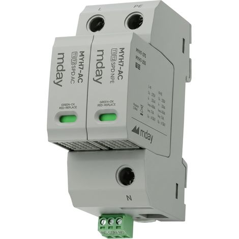 Parafoudre combiné T1+T2 SPD, MYH7-275 1+NPE, protection contre les surtensions 20-50 kA AC 275 V, protection contre la foudre avec contact de signal à distance (1/5)