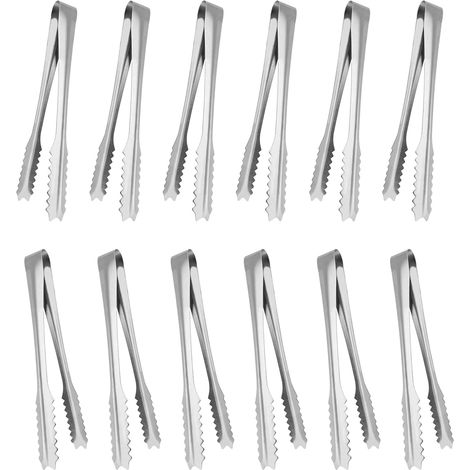 12-teiliges multifunktionales Edelstahl-Zangenset: Eiszange, Bonbonzange, Mini-Servierzange, Metallzange für Zucker, Kekse, Eiscreme, Buffet, Grill, Bar, Küche und mehr