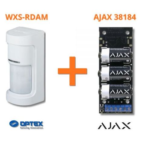 Optex PIR da esterno con copertura a 180 gradi con AM + Modulo Ajax 38184 - WXS-RDAM