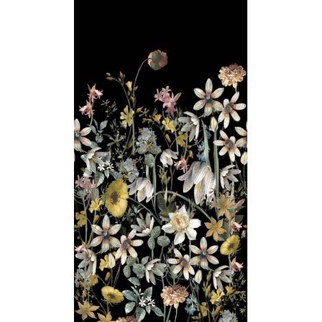 papier peint panoramique fleurs des champs multicolore sur noir - ESTAhome (1/5)