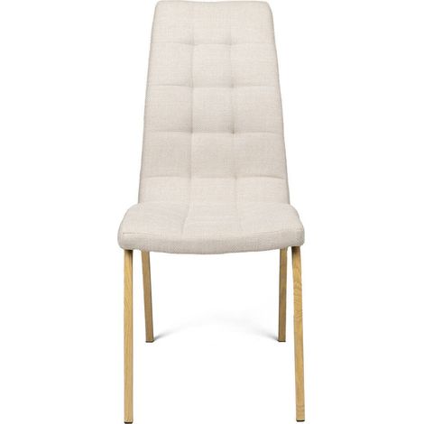 Silla de comedor GEMA, tapizada en tela, patas de metal color madera (1/5)