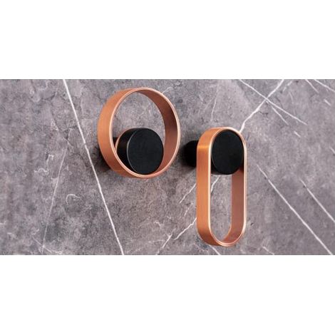 Patère murale Orbit 7007, Noir mat & Cuivre brossé, 45x105 mm (1/5)