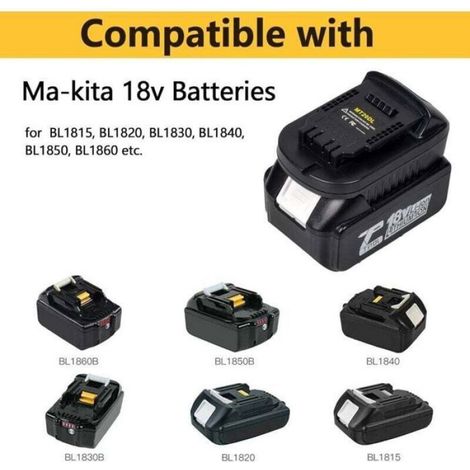 Adaptateur De Batterie - Mt20dl - Compatible Makita 18 V Et Dewalt 18 V-20 V - Noir - 1 Pièce (1/4)
