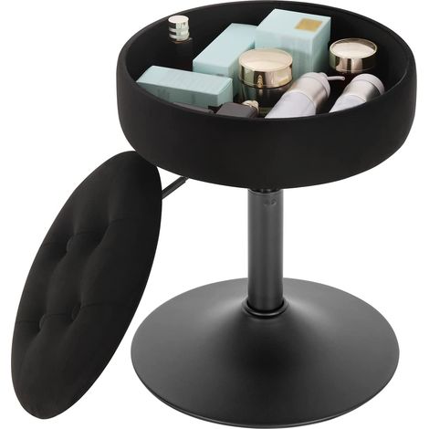 Woltu – Tabouret de bar bas en velours réglable 49,5-65 cm – Espace de rangement – Base métal antirouille – Diamètre 39,5 cm – BH329SZ1 (1/4)