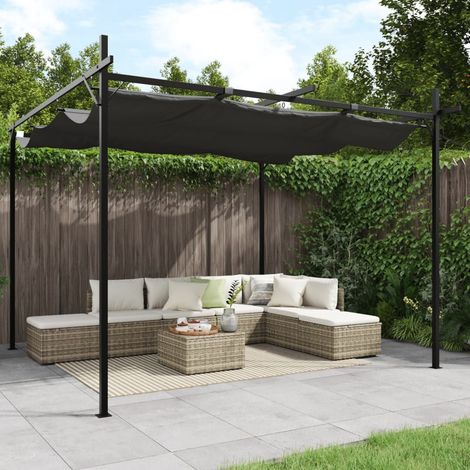 Pérgola con cubierta retráctil gris antracita 295x292x230 cm vidaXL